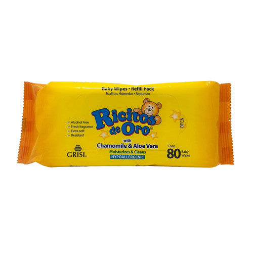 Ricitos de Oro Chamomile and Aloe Vera Baby Wipes, 80 Ea